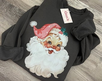 Vintage Santa Sweatshirt, Kerst Sweatshirt, Vakantie Trui, Dames Vakantie Sweatshirt, Kerstshirt, Retro Kerstmis, Preppy Kerstmis