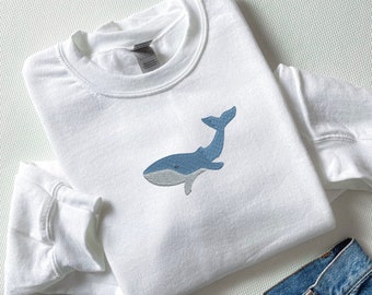 Embroidered Whale, Ocean sweatshirts, Embroidered Sea, Ocean gifts, Whale Gifts, Ocean Animals sweatshirt, Blue Whale, Save the Ocean, Sea