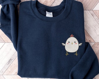 Embroidered Baby Chick sweatshirt, Chicken shirt, farmer shirt, farm animal shirt, Chicken gifts, Chicken embroidery, embroidered barn, Farm