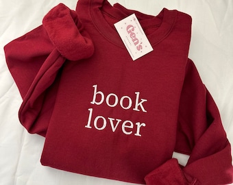 Book Lover Embroidered Sweatshirt, Book Lover Sweatshirt, Minimalist Book Sweatshirt, Book Club Gift, Bookish Sweatshirt, Reading Sweatshirt