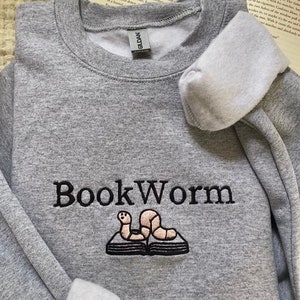 Embroidered BookWorm sweatshirt, booktrovert Sweatshirt,Book Lover Sweatshirt, Cute Book Lover Shirt, custom embroidered sweatshirt, Teach