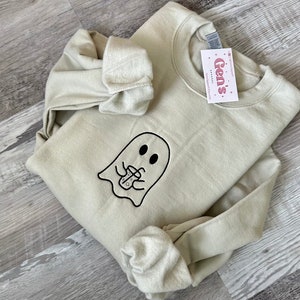 Embroidered Iced Coffee Halloween Crew, Aesthetic Crewneck, Halloween Sweatshirt, Fall Shirt, Embroidered Spooky, Coffee Lovers, Minimalist