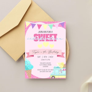 Ice Cream Birthday Party Digital Invitation