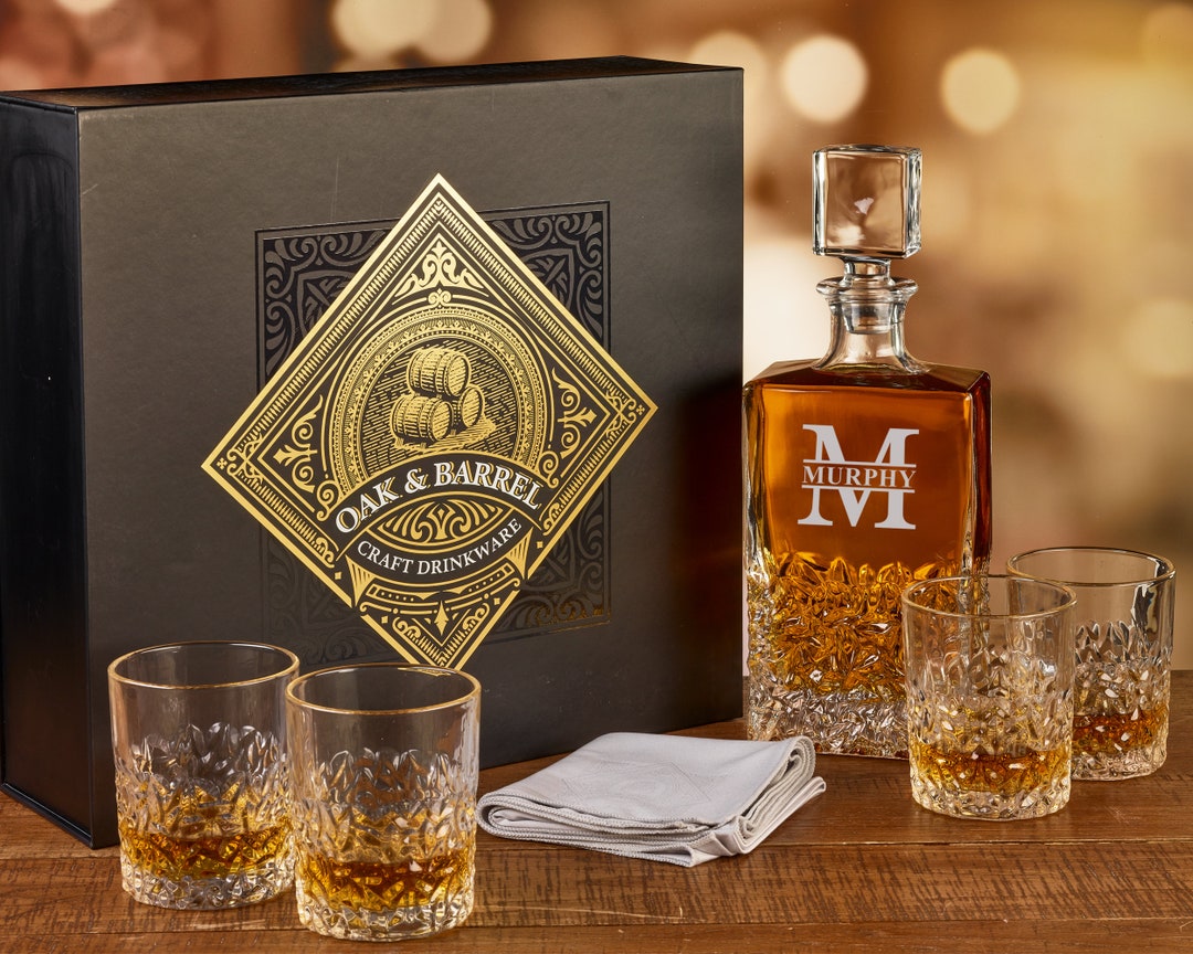 Monogram Whiskey Decanter Set Decanter Glass Set Bourbon Decanter Set ...