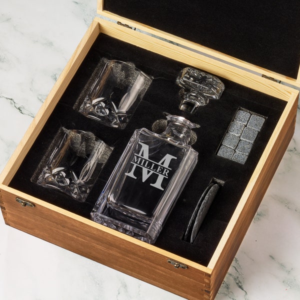 Ensemble d'accessoires de bar | Ensemble de carafes à whisky personnalisées | Cadeau pour mari | Cadeau beau-père | Cadeau petit ami | Cadeaux pour papa | Cadeau fête des pères