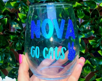 Villanova Wine Glass | Villanova Grad Gift | Villanova Gift | Nova Wine Glass | Go Cats | Villanova Business | Villanova Nursing
