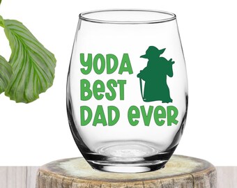 Custom Yoda Wine Glass | Star Wars Gift | Wine Glass for Him | Yoda Wine Glass | Funny Father's Day Gift | Custom Dad Gift | Stars Wars Wine