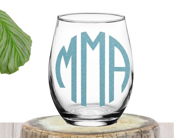 Monogram Wine Glass | Personalized Wine Glass | Custom Wine Glass | Wine Glass for Her | Birthday Gift for Her | Mothers Day Gift