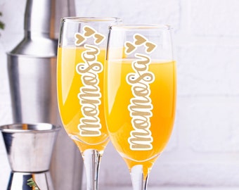 MOMosa Champagne Flute | Mothers Day Gift | Birthday Gift for Mom | Gift for Mom | Fun Mothers Day Gift | Mimosa Glass | Fun Gift for Mom