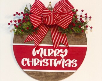 Christmas Wood Sign | Christmas Front Door Decor | Merry Christmas | Christmas Wreath | Christmas Door Hanger | Christmas Decor | Christmas