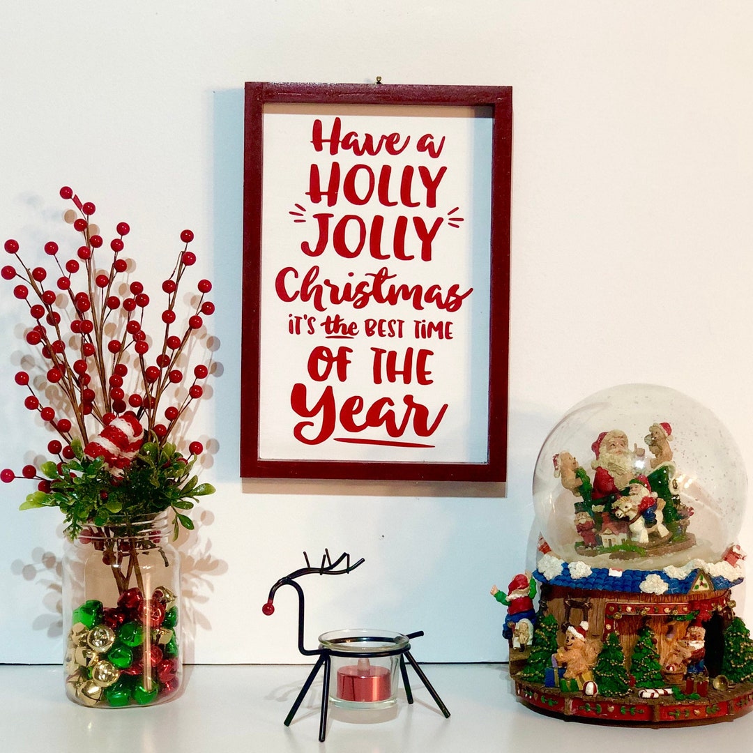 Christmas Wood Sign | Christmas Wall Decor | Holly Jolly Christmas | Best Time of the Year ...