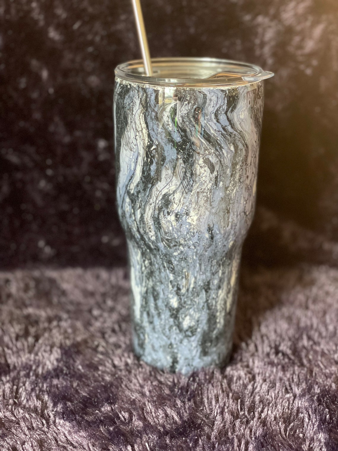 Purple/black Marble Blast Tumbler Etsy