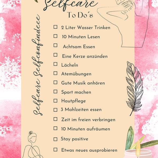 Selfcare To Do list | Checklist | Healing Woman | Empowering | Do it yourself | Selflove | Digital Product