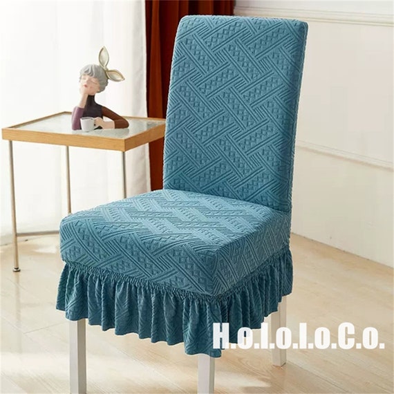 Blue dining chair covers new arrivals