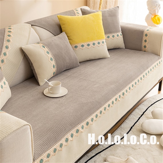 Multiple-colors Plush Sofa Cushion,lace Sofa Slipcover,sofa Throw  Pillowcase,non-slip Washable Couch,couch Cover,furniture Protector 