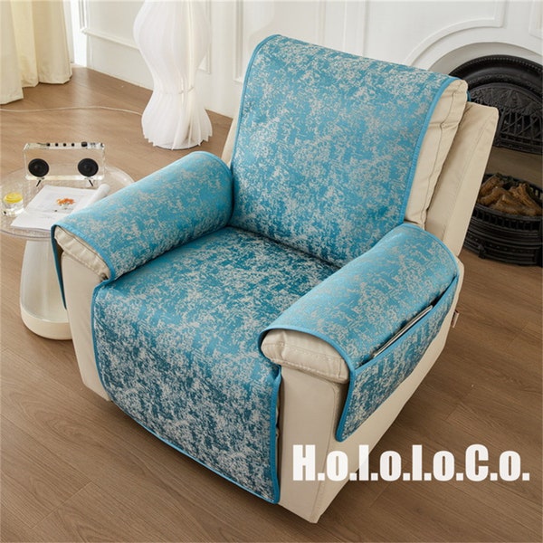 Housse de fauteuil inclinable lavable Jacquard de luxe antidérapante, housse de chaise douce à un siège, housse inclinable avec poche latérale, protecteur de meubles pour animaux de compagnie