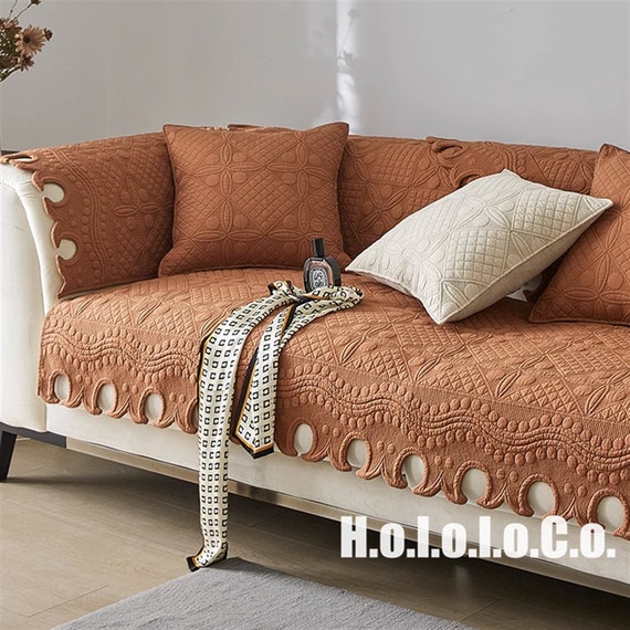 2023 New Special Shape Sofa Cover,minimalist Embroider Non-slip Cotton  Washable Cushion,throw Couch Slipcover,pet Furniture Protector 