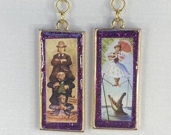 Disney Inspired Haunted Mansion Earrings - Tightrope Walker Alligator & Quicksand Men - Nickel Free