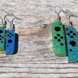 Holographic Blue/Green Game Controller Earrings