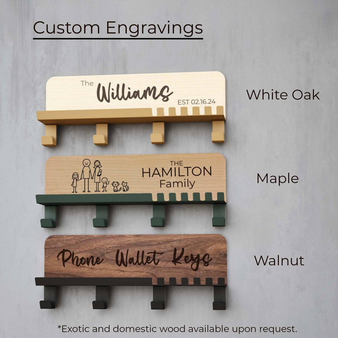 Wall Engraved Rack Engraved Entryway Shelf Key Hooks Coat Rack Excellent Gift for Wedding ...