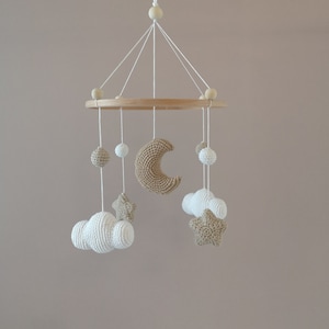 Baby Mobile "Starry Sky", Handmade Mobile. Neutral and natural colors, baby room decoration, birth gift