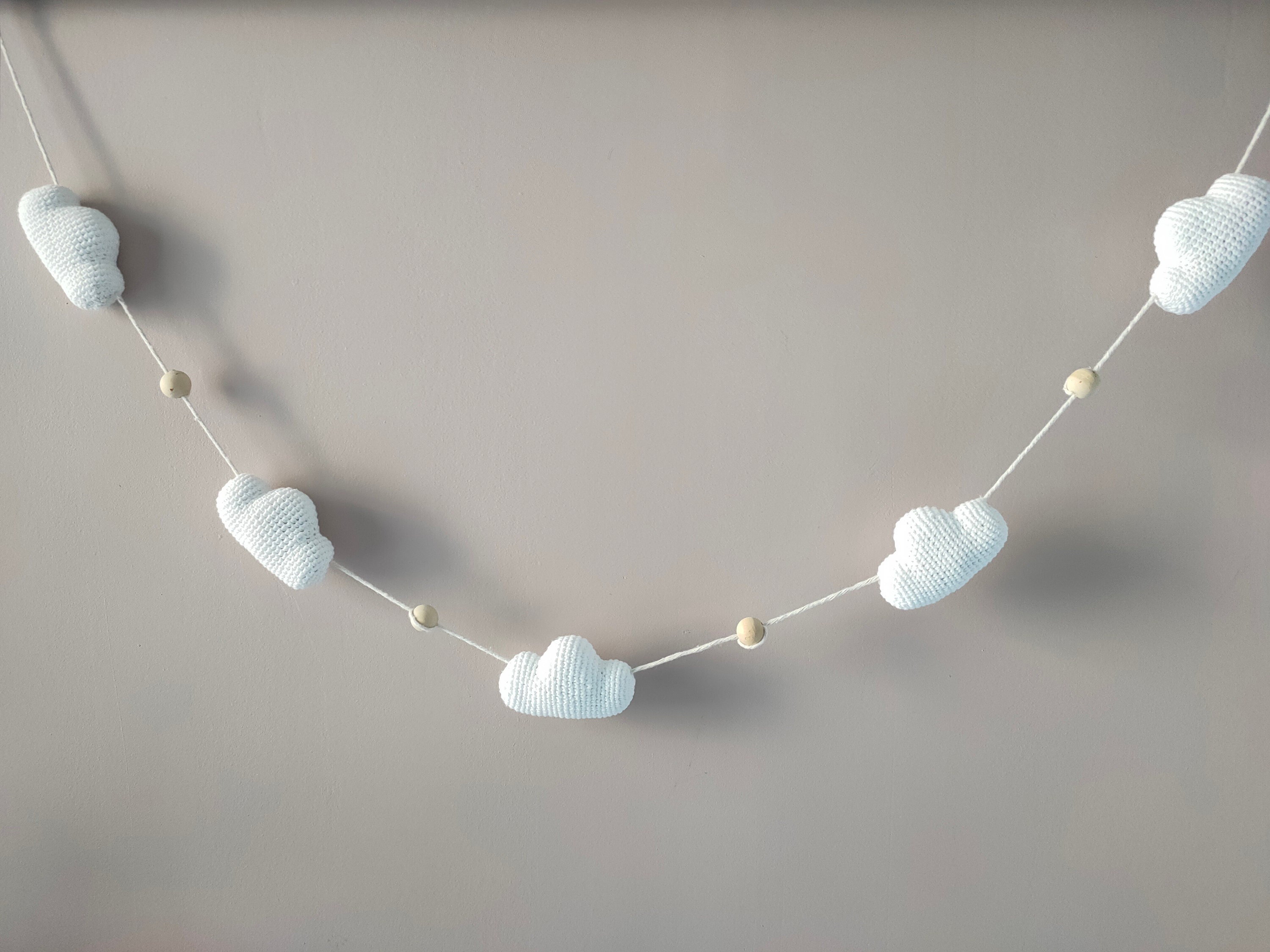 Guirlande de Nuages et Perles en Bois, Décoration Chambre d'enfant Bébé, Murale