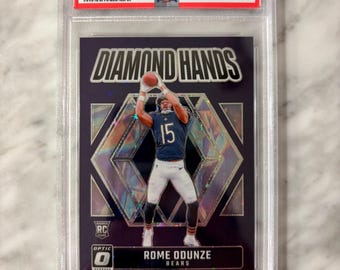 Rome Odunze Rookie Card Chicago Bears Diamond Hands Purple Stars /25 PSA 9