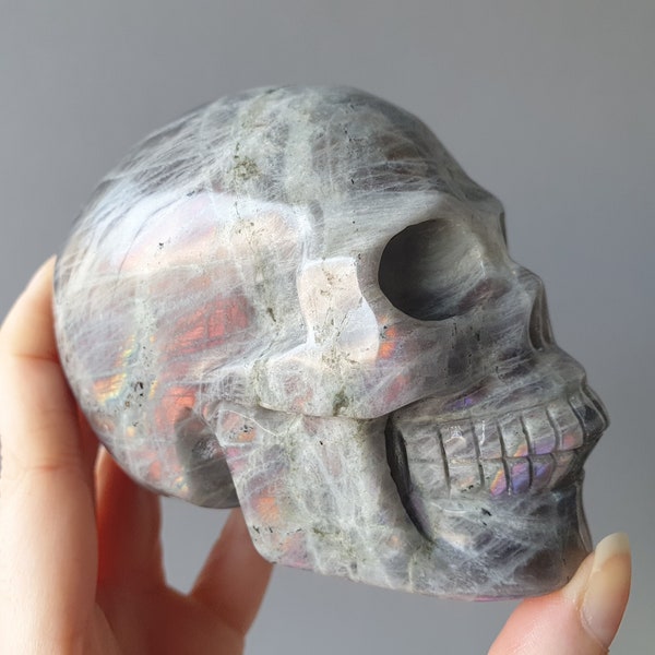 Flashy Purple Labradorite Skull Crystal Carving | Skull Crystal Gifts | Crystal Skull Decor | StarsArentPointy | 810g