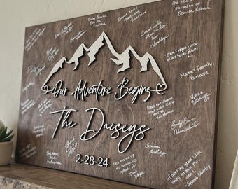 Mountain Wedding Guest Book Alternative – Rustic Wood Sign