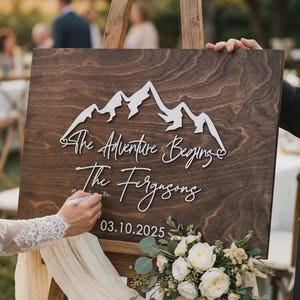 Personalized Mountain Wedding Guest Book Alternative, Adventure Theme Custom Wedding Decor