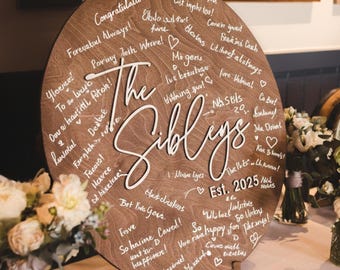 Wedding Guest book alternative  - Rustic Wood Wedding Guest Book - Personalized Wedding Gift - Custom Last Name Sign - Wooden Wall Decor
