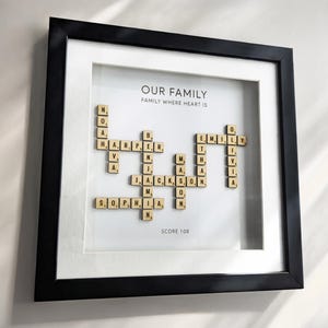 Personalised Scrabble Family Names Frame, Mothers Day Presents Scrabble Frame Family Tree, Christmas Gift for Grandparents