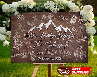 Alternative Wedding Guest Book - Mountain Wedding Guest Book - Wedding Gift - Wedding Guestbook Sign - Custom Home Decor Last Name Sign