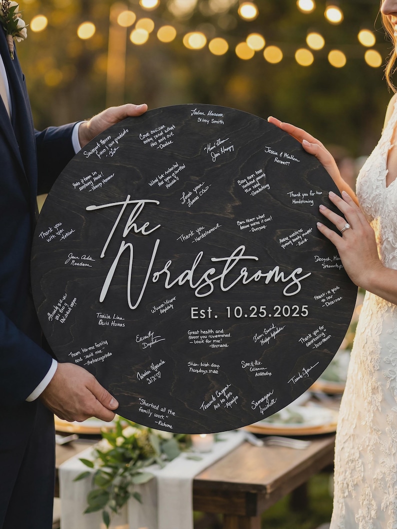 Personalized Wooden Wedding Guestbook Alternative Sign, Custom 3D Name Sign, Guest Book Signature Board image 12