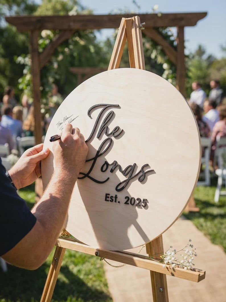 Personalized Wooden Wedding Guestbook Alternative Sign, Custom 3D Name Sign, Guest Book Signature Board image 5