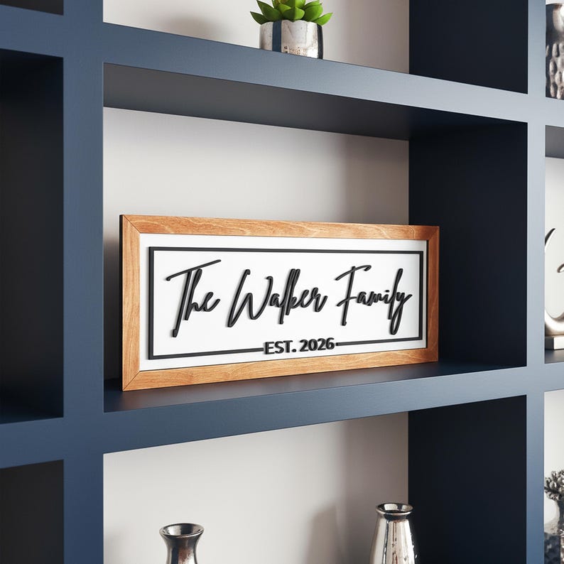 Personalized Family Name Sign With Framed Wood, Established Date ...