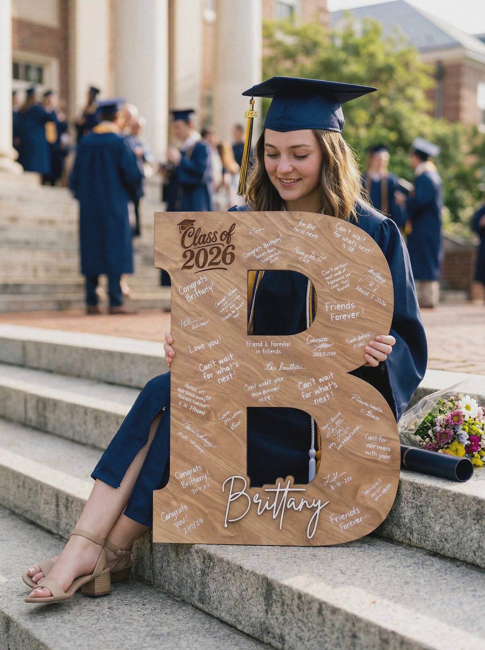 Graduation Initial Graduation Guest Book Alternative, Personalized Wooden Initial Sign ...