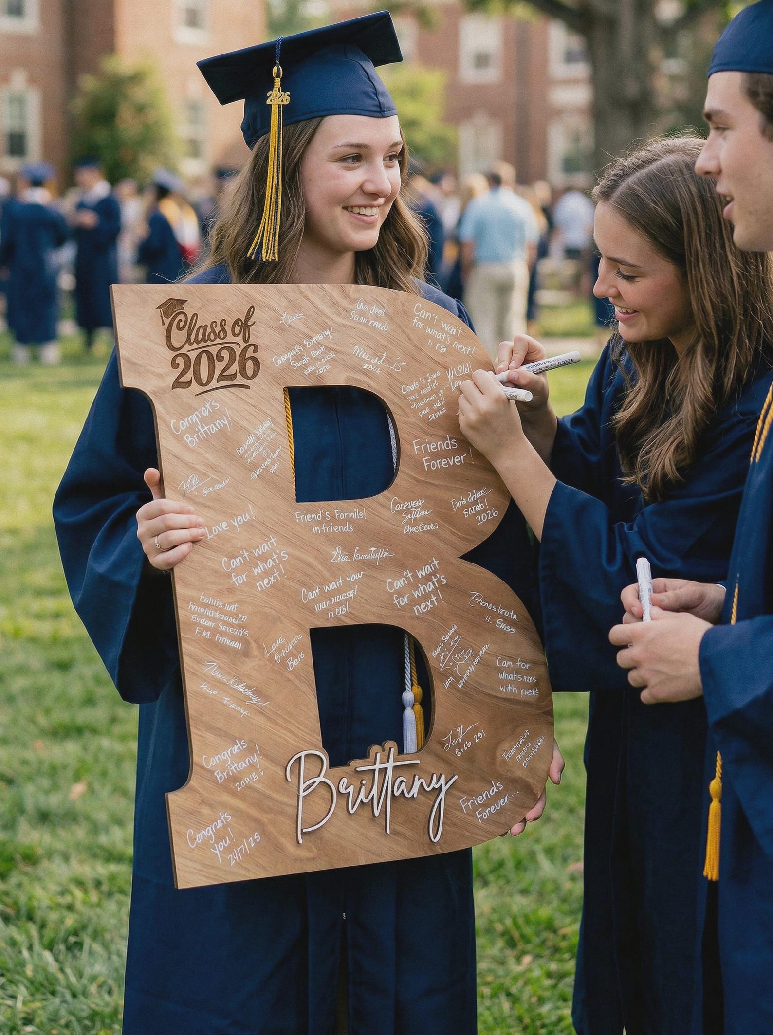 Graduation Initial Graduation Guest Book Alternative, Personalized Wooden Initial Sign ...