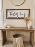 Personalized Family Name Sign, Established Date Wood Decor, Farmhouse Entryway Housewarming Gift