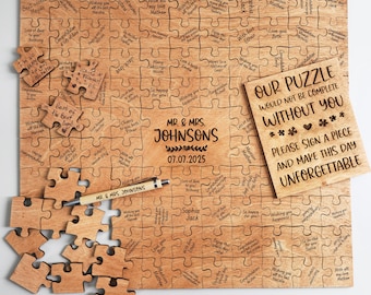 Puzzle Gästebuch Hochzeit aus Holz – Personalisiertes Hochzeitsgästebuch Puzzle – Alternative Gästebuch Hochzeit