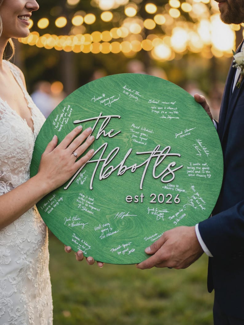 Personalized Wooden Wedding Guestbook Alternative Sign, Custom 3D Name Sign, Guest Book Signature Board image 11