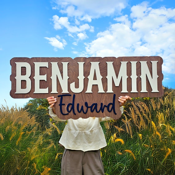 Custom Wood Name Sign – Layered Nursery Decor