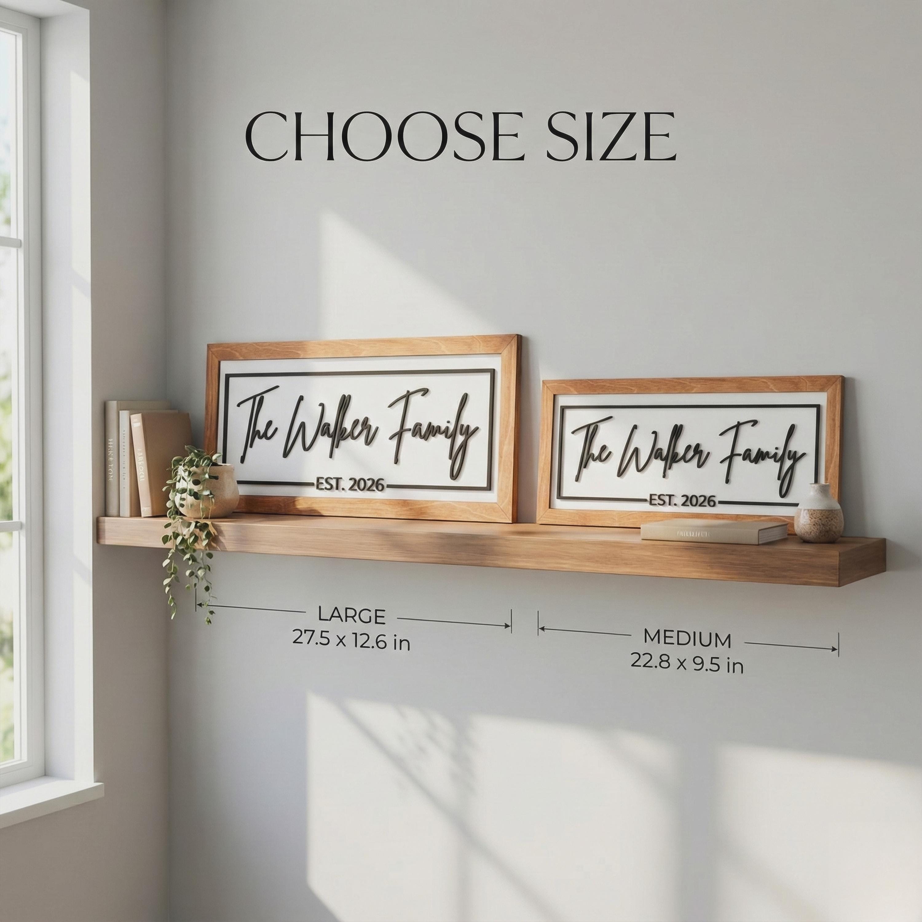 Personalized Family Name Sign With Framed Wood, Established Date ...
