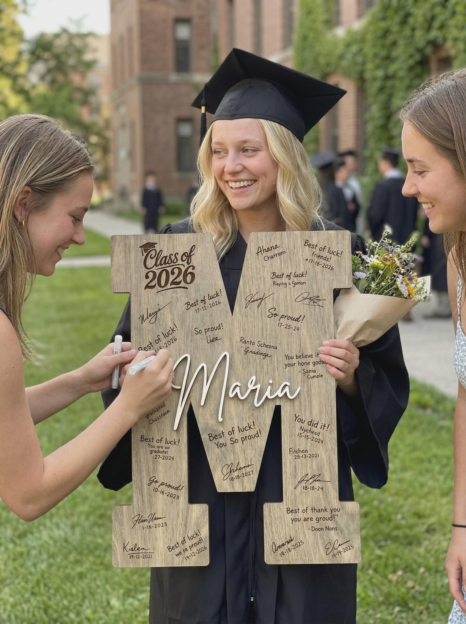 Graduation Initial Graduation Party Guest Book Alternative, Personalized Wooden Initial ...