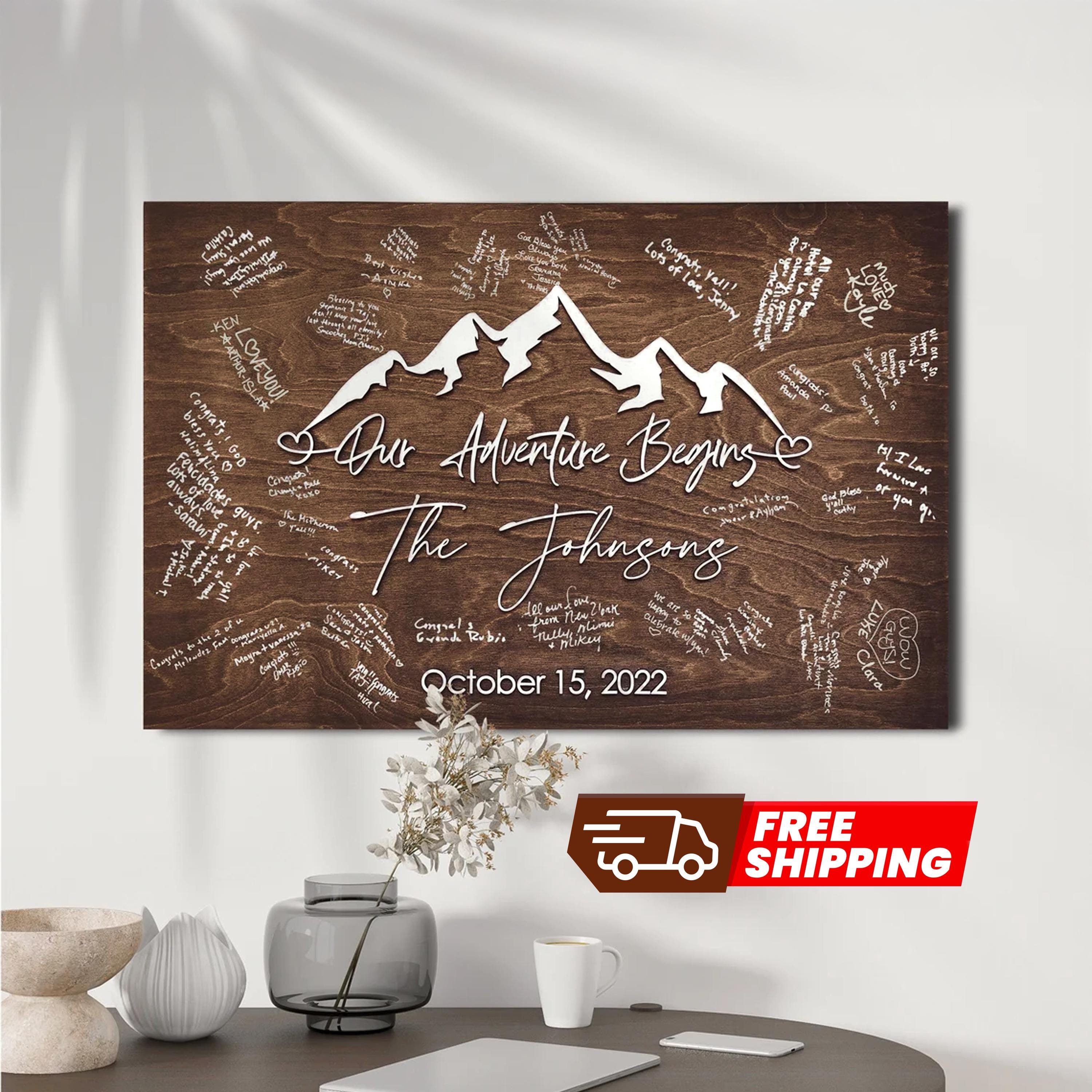 Our Adventure Begins - Alternative Wedding Guest Book - Mountain Wedding Guest Book - Rustic Wedding Guest Book Sign - Custom Wedding Decor