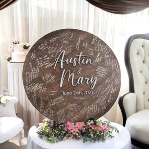 Alternativa al libro degli ospiti per matrimonio - Libro degli ospiti in legno rustico - Regalo di nozze personalizzato - Targa personalizzata con cognome - Decorazione da parete in legno