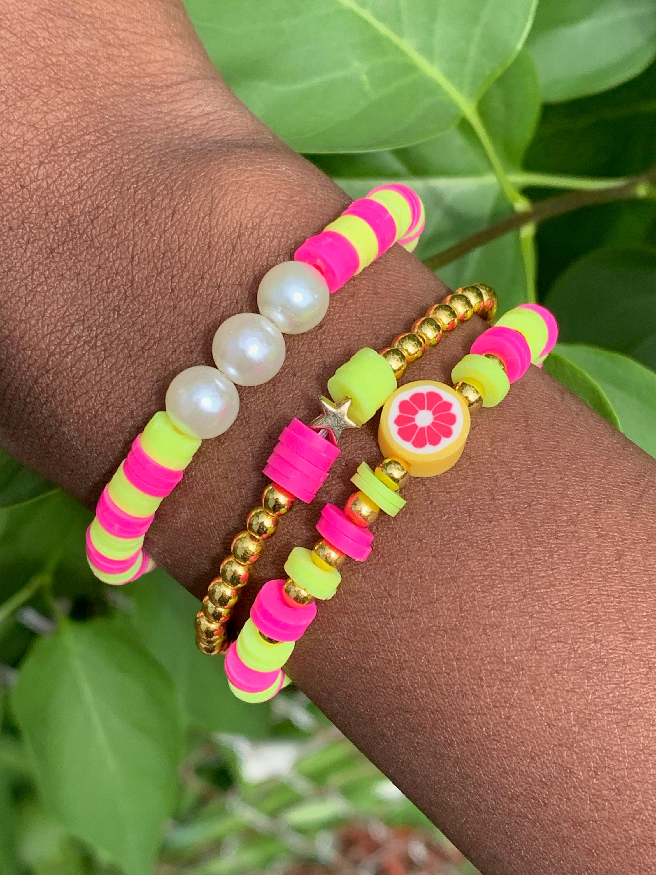 Summer Fruity Set Preppy Clay Beaded Polymer Clay Bracelet - Etsy UK