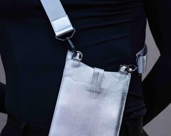 Leder Handytasche, Minimalist Handytasche, verstellbarer Riemen, Festival Outfit, Festival Tasche, Festival Holster, Geschenk für sie,