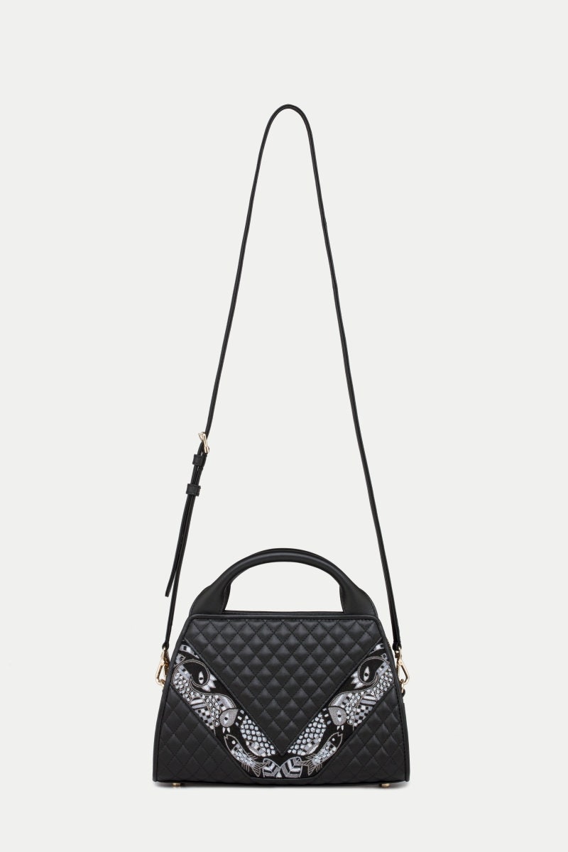 Leather Crossbody Bag Black With Embroidery Small Designer Etsy