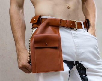 Pythonleder Gürteltasche, Gürteltasche, Festival Outfit, Festival Tasche, Festival Holster, Geschenk für sie, Brauner Werkzeuggürtel, Metallgürtel